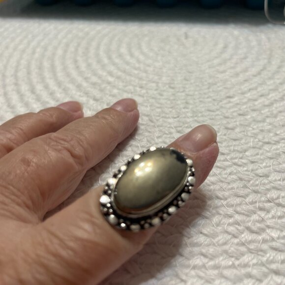 Stunning APACHE PYRITE Handmade Sterling 925 Ring Size 7.75 #443D - Picture 3 of 3